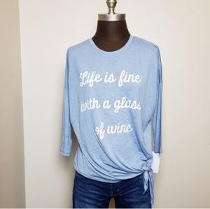 NWT WOMEN'S SHORT SLEEVE TIE FRONT GRAPHIC T-SHIRT